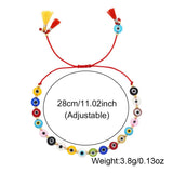 MIXED COLOR GLASS DISC EYE SMALL TASSEL BRACELET_CWMM3855