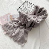 COTTON LINEN SOLID COLOR BEACH SHAWL SCARF _CWASC0197