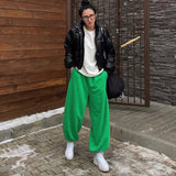 Solid Color Low-Rise Lantern Wide-Leg Pants