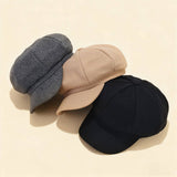 Winter Wool Beret Cap Retro Newsboy Octagonal Hat_Cwah04703