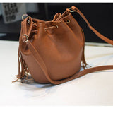 Cwab4539_Drawstring Handmade Tassel Bucket Shoulder Bag