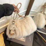 FLUFFY FOX FUR BAG WOMEN FASHION SHOULDER TOTE_CUAB00567