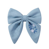 CHILDRENS EMBROIDERED FLORAL BOW HAIRPIN_CWAHA2352