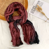 Cotton Linen Color Block Crinkle Scarf Shawl_Wj0414-03