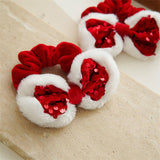 8Pcs Xmas Plush Hair Scrunchies Jingle Bells_Cwaha07590