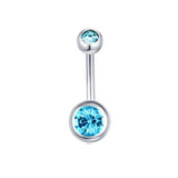 DOUBLE GEM BELLY BUTTON RING STAINLESS STEEL_CWMM9173