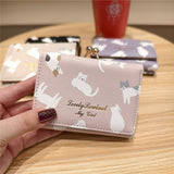 Cute Cartoon Cat Print Trifold Money Clip Wallet_Cwab06203