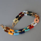 HEART RECTANGLE COLORFUL MIXED ACRYLIC BAG CHAIN_CWMM5061