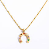 NEW STAINLESS STEEL U SHAPED ZIRCONIA NECKLACE_CWMM3824