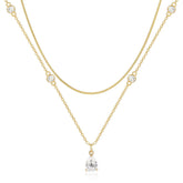 Round Snake-Bone Zircon Water Drop Necklace