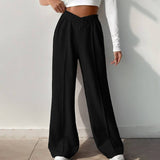 V-Shaped High-Waisted Patchwork Wide-Leg Pants