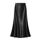 LACE PANEL SATIN FISHTAIL SLIM FIT MIDI SKIRT_CWBMS0361