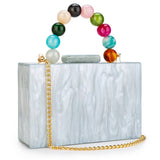 Pearl Acrylic Beaded Clutch Wristlet Wedding Bag_Cwab5858