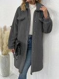 Womens Woolen Coat In Solid Color With Lapels