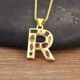 26 LETTERS COPPER ZIRCONIA PENDANT NECKLACE_CWMM5873