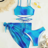Tie-Dye Bikini Set 3 Piece With Mesh Skirt_Cwmw0143