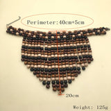HANDMADE BEADED TASSEL WOOD BEAD NECKLACE_CWMM4966