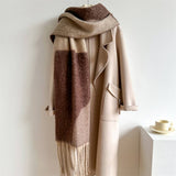 GEOMETRIC FRINGE WOOL SCARF THICK COLORBLOCK SHAWL_CWASC0978