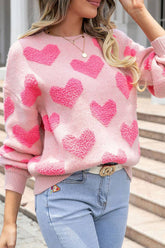 Valentines Day Crew-Neck Love Jacquard Sweater