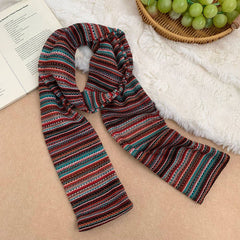 Retro Knit Stripe Scarf Colorblock Long Wrap_Cwasc03023