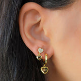 Trendy Number Heart Lace Gold Plated Earrings