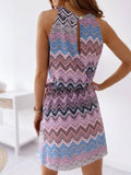 Wave Print Sleeveless Short Fashion Dress