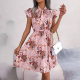 Temperament Flower Lace Big Swing Pleated Dress_Cwdsd2527