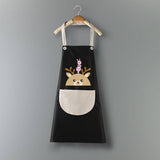 DEER HEAD PRINT SUMMER THIN APRON WITH POCKETS_CWMM2050