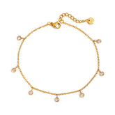 FASHION 18K GOLD ZIRCON STAINLESS STEEL ANKLET_CWAJE4789