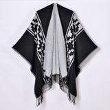 SIMPLE TASSEL GEOMETRIC CROSS RIBBON SHAWL_CWASC0958