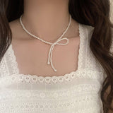 SUPER FAIRY SWEET BOW CLAVICLE NECKLACE FOR WOMEN_CWAJE3079