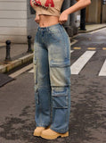 Vintage Wash Hip Hop Multi-Pocket Cargo Jeans