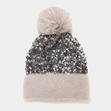 AUTUMN AND WINTER SEQUINED PLUSH KNITTED HAT_CWAH2146