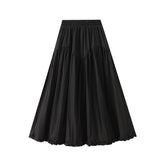 RUFFLE TRIM PANELED A LINE FLOWING MIDI SKIRT_CWBMS0351