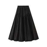 RUFFLE TRIM PANELED A LINE FLOWING MIDI SKIRT_CWBMS0351