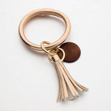 PERSONALIZED LEATHER WRISTLET KEYCHAIN WITH TASSEL_CWMM7024