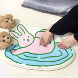 CUTE RABBIT BATH MAT PLUSH ABSORBENT NON SLIP RUG_CWMM7521
