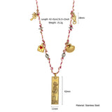 HANDMADE ZODIAC SQUARE STEEL COTTON NECKLACE_CWMM8867