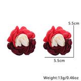 COLORBLOCK FABRIC FLOWER STUD TRENDY EARRINGS_CWMM6182