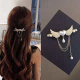 SWEET HEART TASSEL SPRING CLIP PEARL HAIRPIN_CWAHA4694