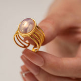 STAINLESS STEEL MAGIC PEARL RINGS EARRINGS_CWAJE0624