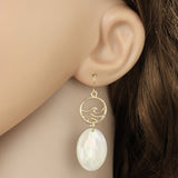 TEARDROP SHAPED WHITE SHELL TASSEL EARRINGS_CWMM4346