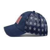Washed Cotton Distressed Star Us Flag Ponytail Cap Cwah1379