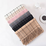 Women Simple Warm Plaid Scarf