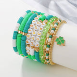 ST PATRICKS DAY FOUR LEAF CLOVER BRACELET SET_CWMM3499