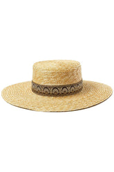 PATTERN BAND DECKED BEACH STRAW HAT_CWAH332