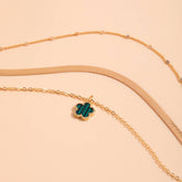 FIVE LEAF GRASS COLORFUL SNAKE BONE CHAIN NECKLACE_CWAJE1162