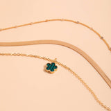 FIVE LEAF GRASS COLORFUL SNAKE BONE CHAIN NECKLACE_CWAJE1162