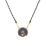 GOLD PLATED NECKLACE WITH COLORFUL ROUND PENDANT_CWMM3828
