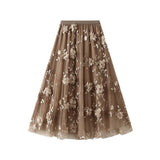 EMBROIDERED TULLE A LINE MAXI SKIRT PLUS SIZE_CWBMS0370